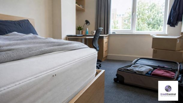 Bed bugs introduced into Southampton student accommodation through luggage.