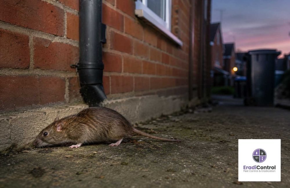 Brown rat beside a residential property in Southampton