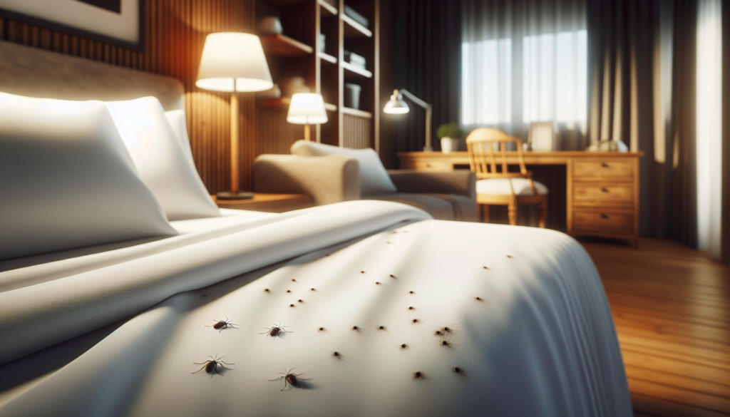 A visual guide illustrating early signs of bed bugs, including bites and fecal spots.