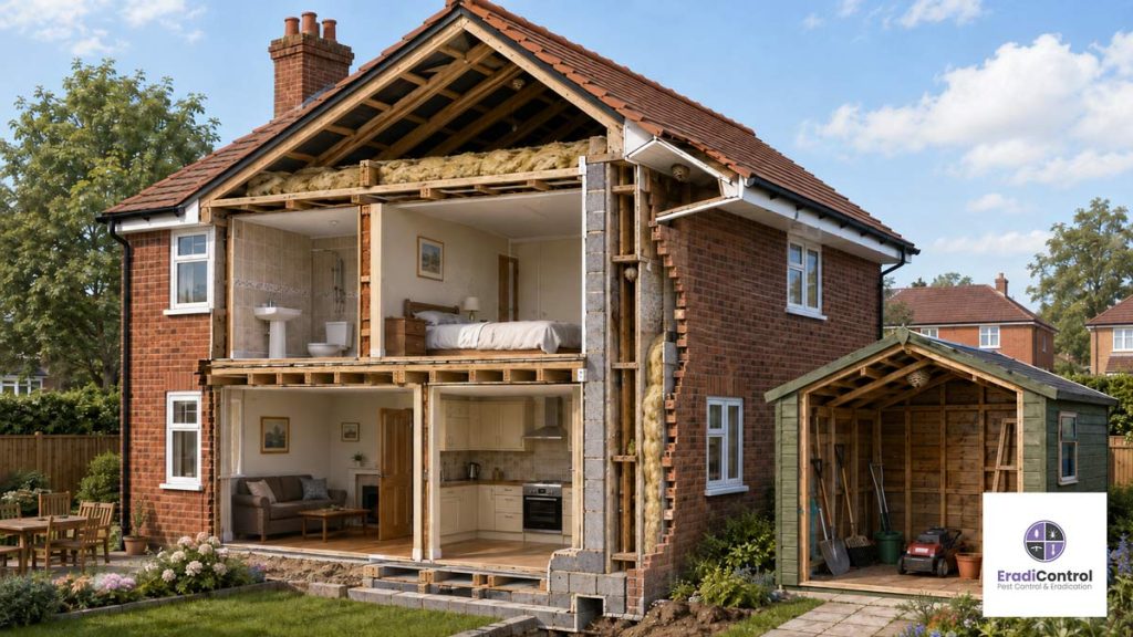 Common places wasps build nests around UK homes.