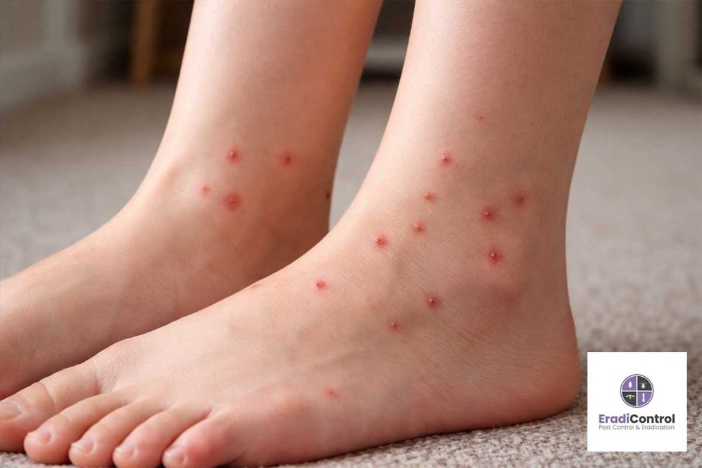 Flea bites on ankles in UK home environment