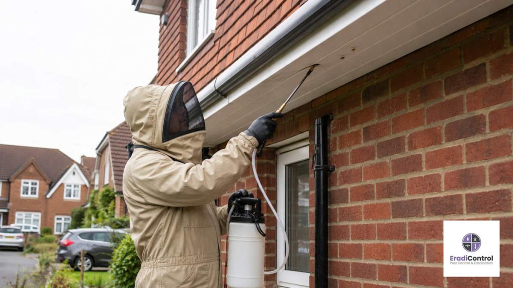 Professional wasp nest treatment at a Southampton home.
