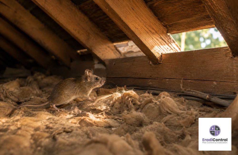 House mouse entering a loft in a Southampton home before autumn.